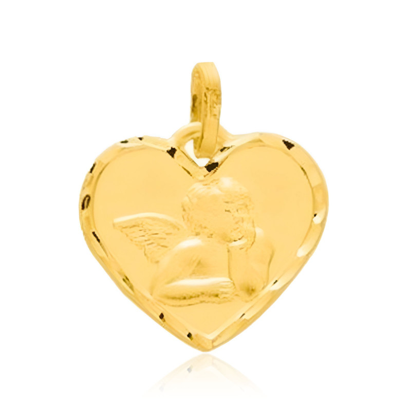 Médaille Ange Or 375 Coeur