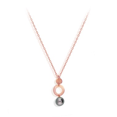 Collier Or Rose 18KTS Perle...