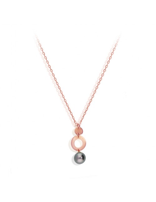 Collier Or Rose 18KTS Perle...