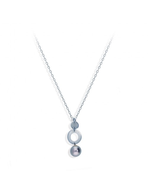 Collier Or Blanc 9KTS Perle...