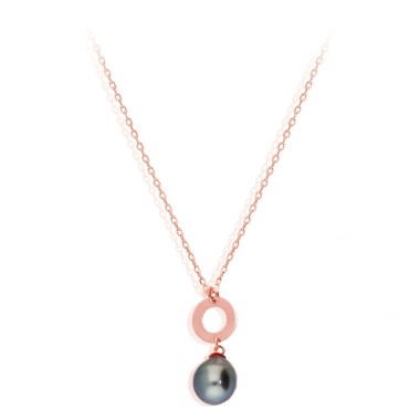 Collier Or Rose 9KTS Perle...