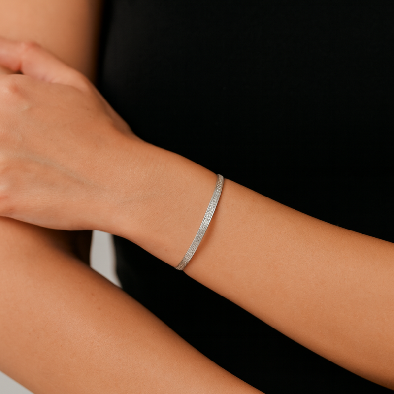 Jonc Ouvert Motif Rectangle Grec Coline