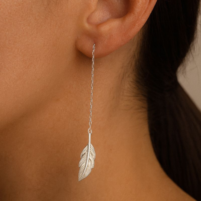 Boucles d'oreilles Pendantes Feuilles Idil