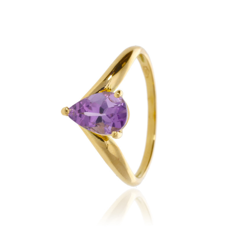 Bague Solitaire Or 375 Améthyste