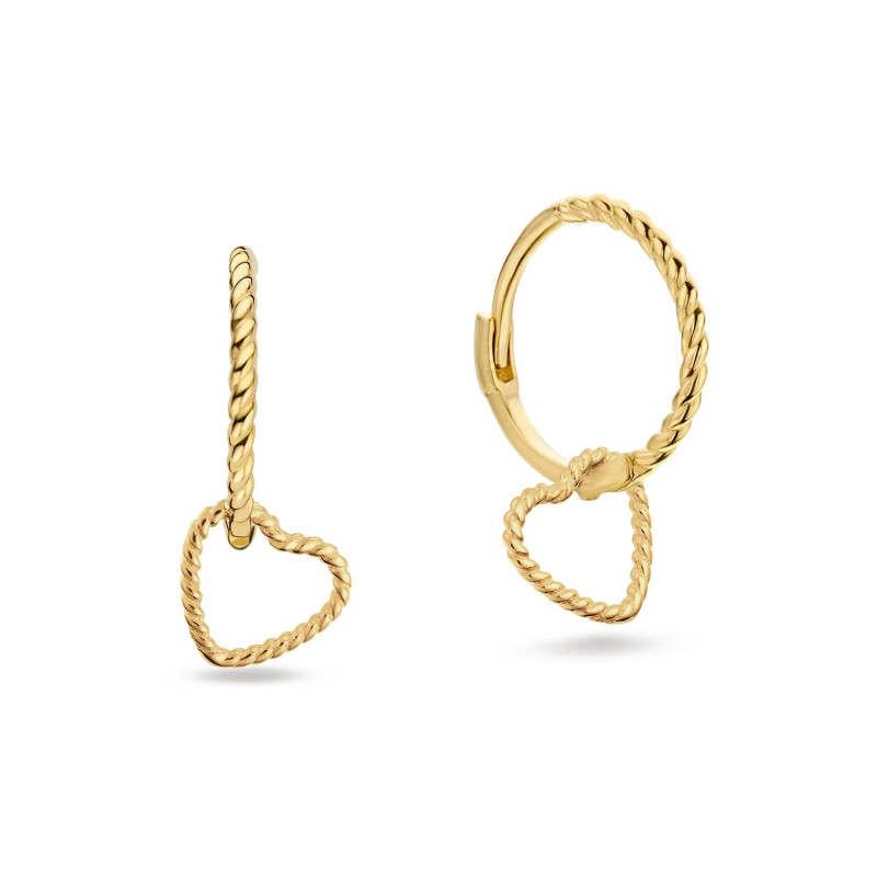 Boucles d'oreilles JACKIE Amour Cerceaux Or Jaune 585 - Diamantor
