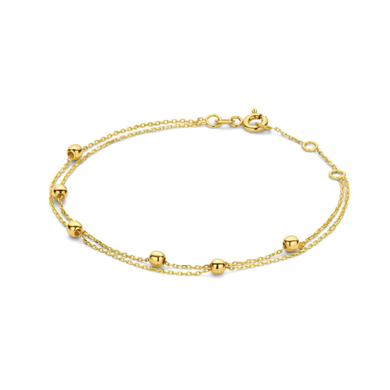 Bracelet JACKIE Double Bulle Or Jaune 585 et Longueur 19cm - Diamantor