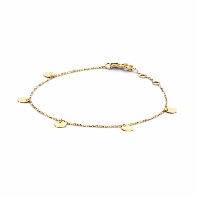 Bracelet JACKIE Disques Or Jaune 585 et Longueur 19cm - Diamantor