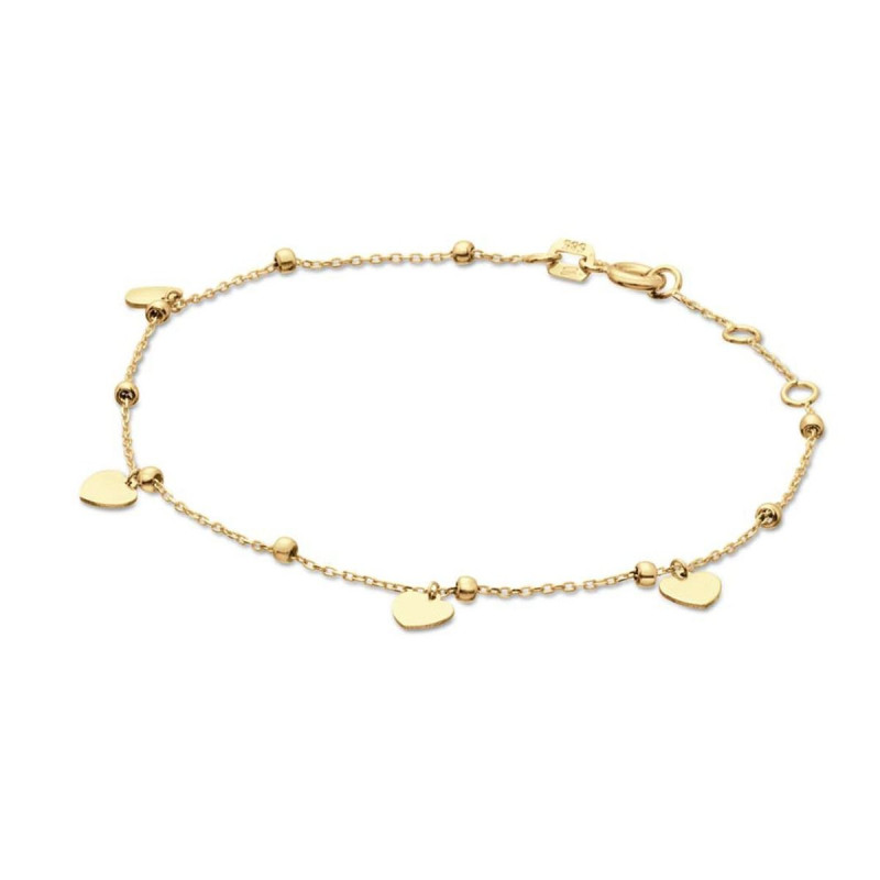 Bracelet JACKIE Cœur Or Jaune 585 et Longueur 19cm - Diamantor