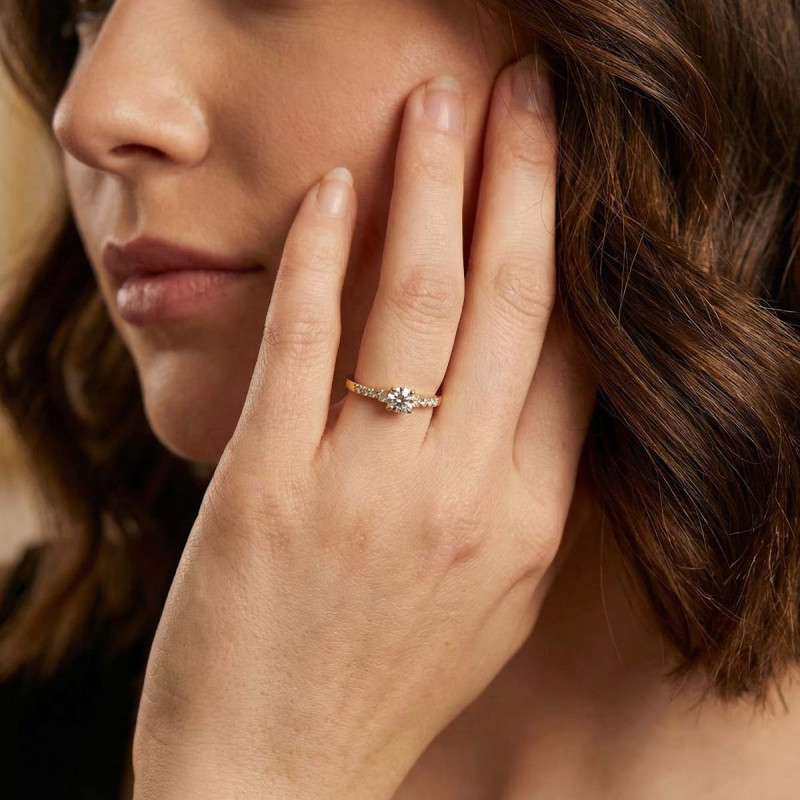 Bague Solitaire Scarlett Or Jaune 375 et Diamant de Laboratoire 0.310ct