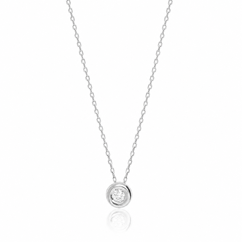Collier Solitaire Or 750 Diamant Laboratoire 0.075ct