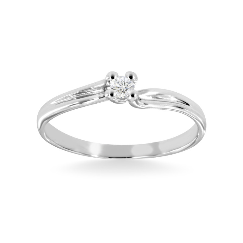 Bague Solitaire Emma Or Blanc 750 et Diamant de Laboratoire 0.080ct