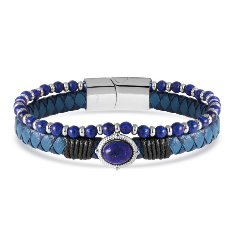 Bracelet Acier Cuir Léopold