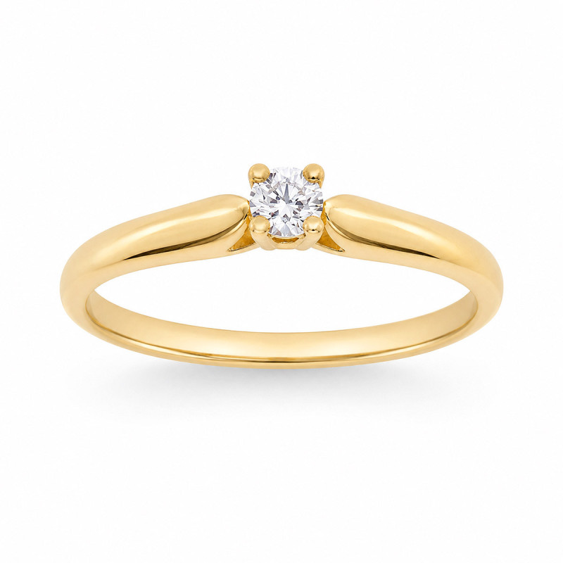 Bague Solitaire Rosa Or Jaune 750 et Diamant de Laboratoire 0.150ct