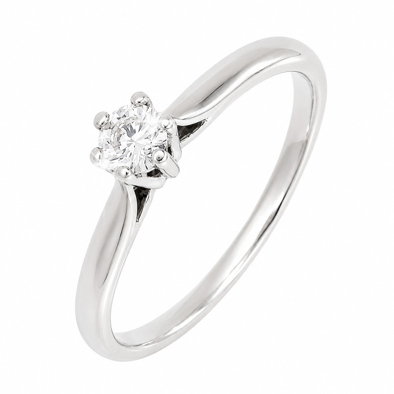 Bague Solitaire Oprah Or Blanc 375 et Diamant de Laboratoire 0.150ct