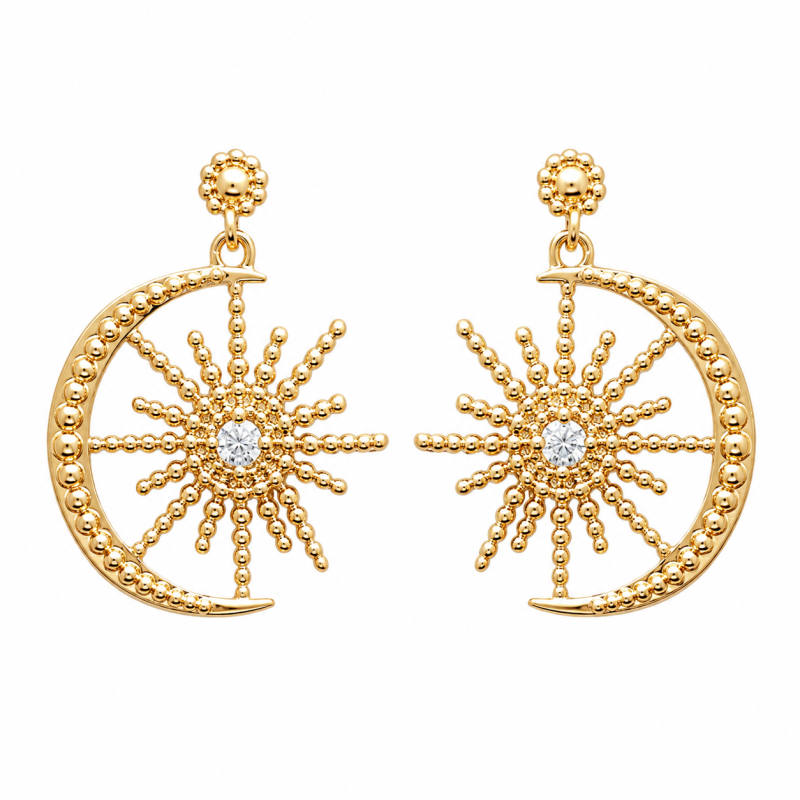 Boucles d'oreilles Pendantes Lune Soleil Azra