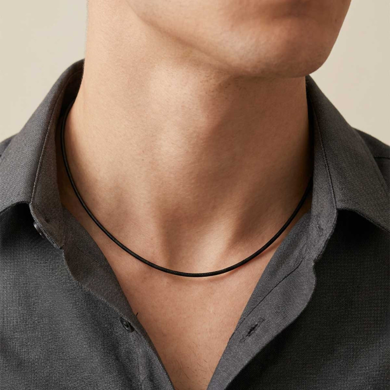 Chaîne Maille Cordon Cuir Ilaria