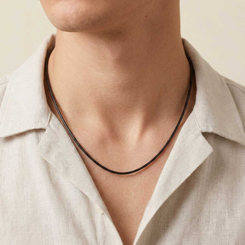 Collier Cuir Noir Alyha