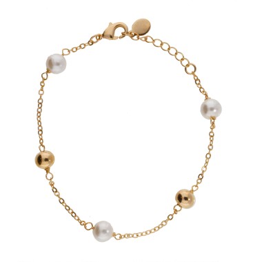 Bracelet Boule Plaqué Or Perle Imitation