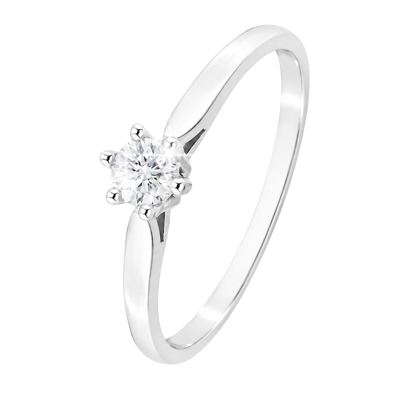 Bague Solitaire Serena Or Blanc 750 et Diamant de Laboratoire 0.080ct