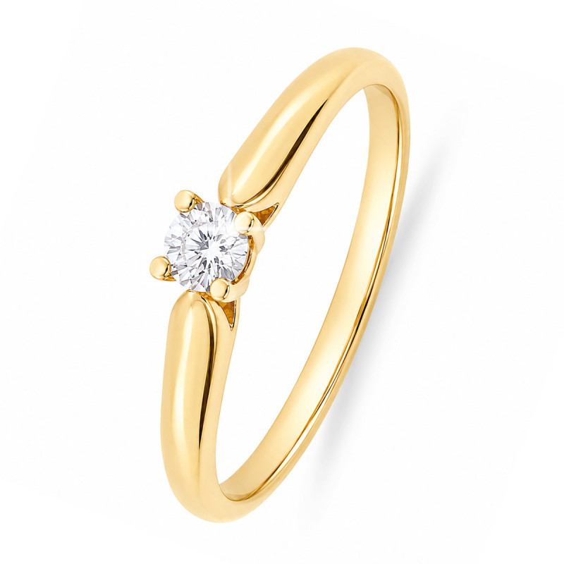 Bague Solitaire Rosa Or Jaune 750 et Diamant de Laboratoire 0.150ct