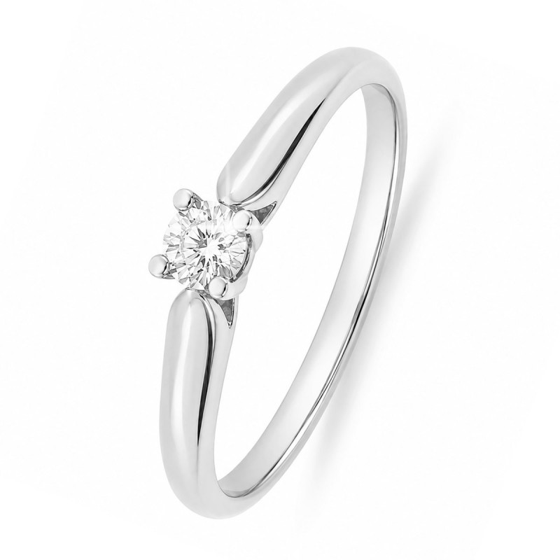 Bague Solitaire Rosa Or Blanc 375 et Diamant de Laboratoire 0.150ct