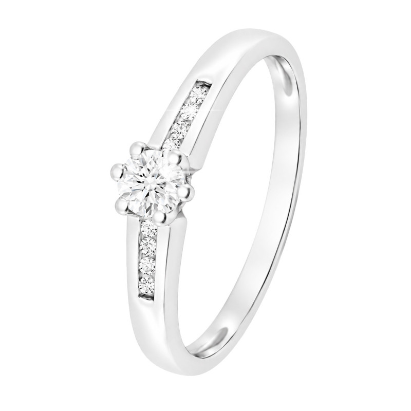 Bague Solitaire Diana Or Blanc 750 et Diamant de Laboratoire 0.250ct