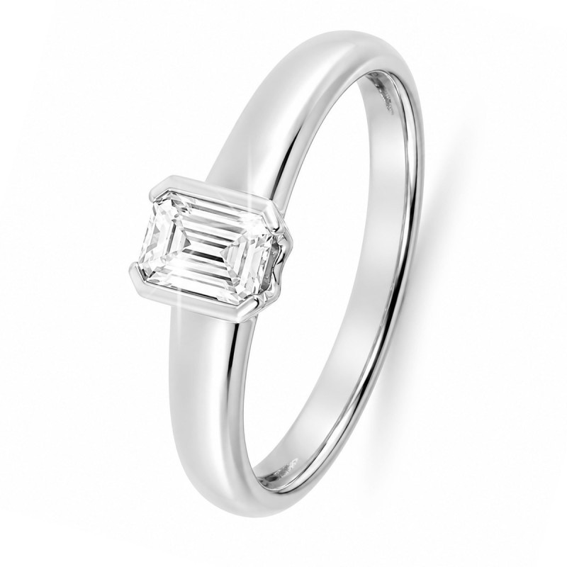 Bague Solitaire Billie Or Blanc 750 et Diamant de Laboratoire 0.500ct