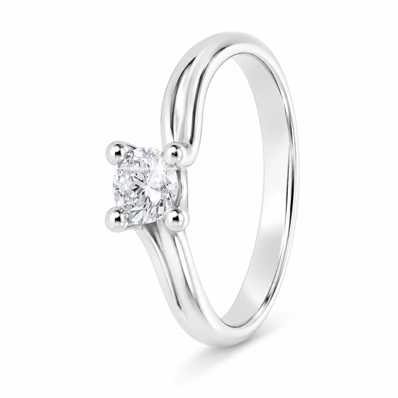 Bague Solitaire Angela Or Blanc 750 et Diamant de Laboratoire 0.450ct