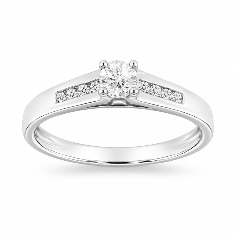 Bague Solitaire Malala Or Blanc 750 et Diamant de Laboratoire 0.270ct