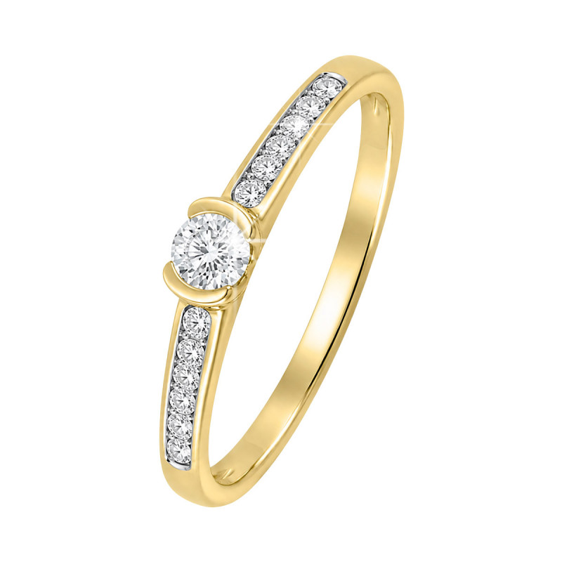 Bague Solitaire Jane Or Bicolore 750 et Diamant de Laboratoire 0.200ct