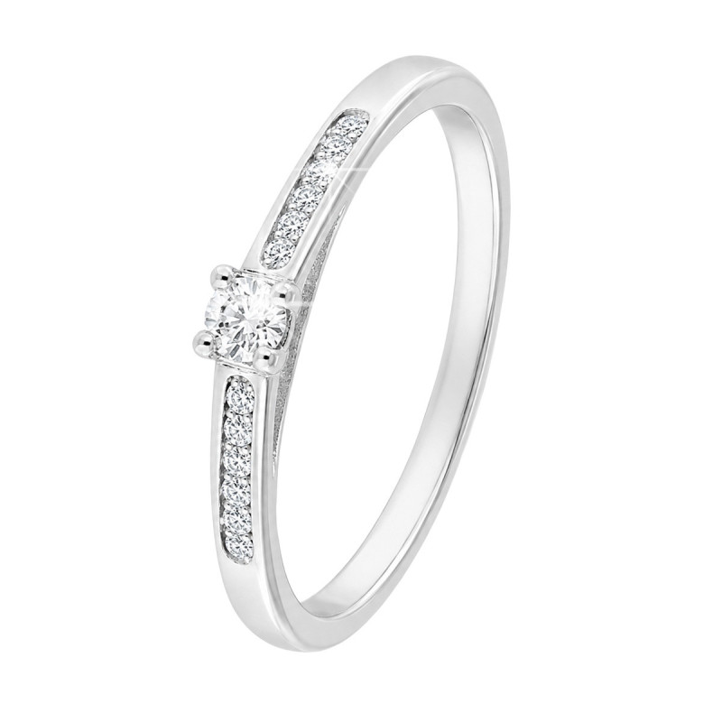 Bague Solitaire Adele Or Blanc 375 et Diamant de Laboratoire 0.180ct