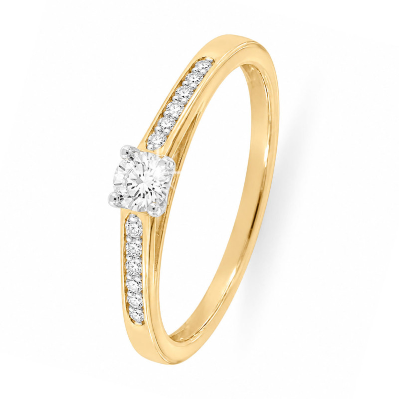 Bague Solitaire Tina Or Bicolore 750 et Diamant de Laboratoire 0.250ct