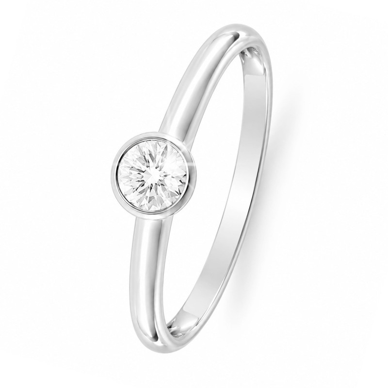 Bague Solitaire Nina Or Blanc 375 et Diamant de Laboratoire 0.170ct