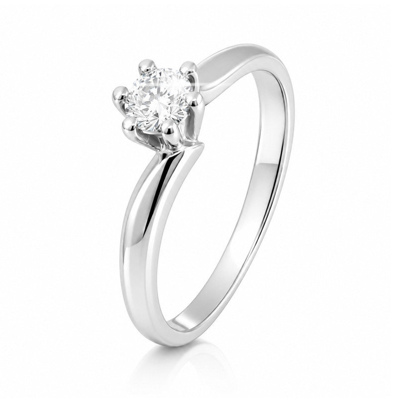 Bague Solitaire Mariah Or Blanc 750 et Diamant de Laboratoire 0.150ct