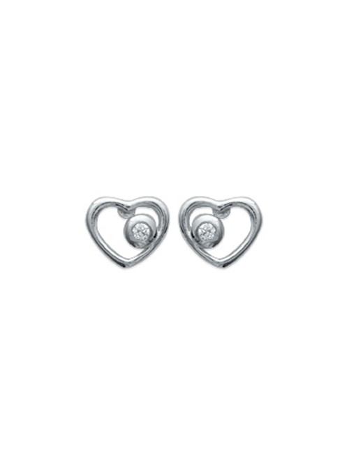 Boucles d'oreilles Coeur Argent Oxyde de Zirconium