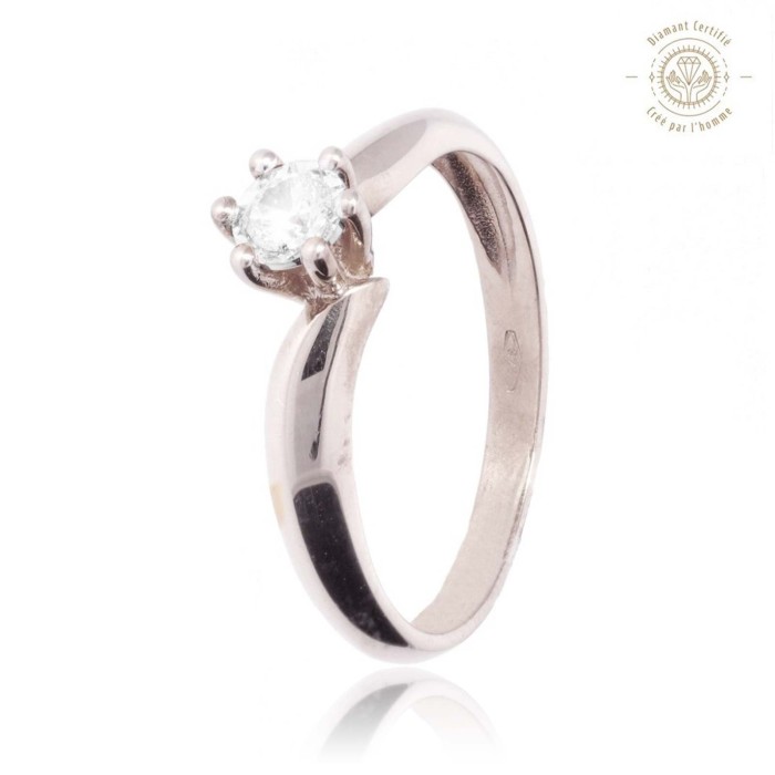 Bague Solitaire Or 750 Diamant Laboratoire 0.300ct