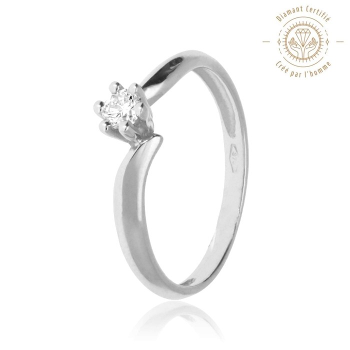 Bague Solitaire Or 375 Diamant Laboratoire 0.150ct