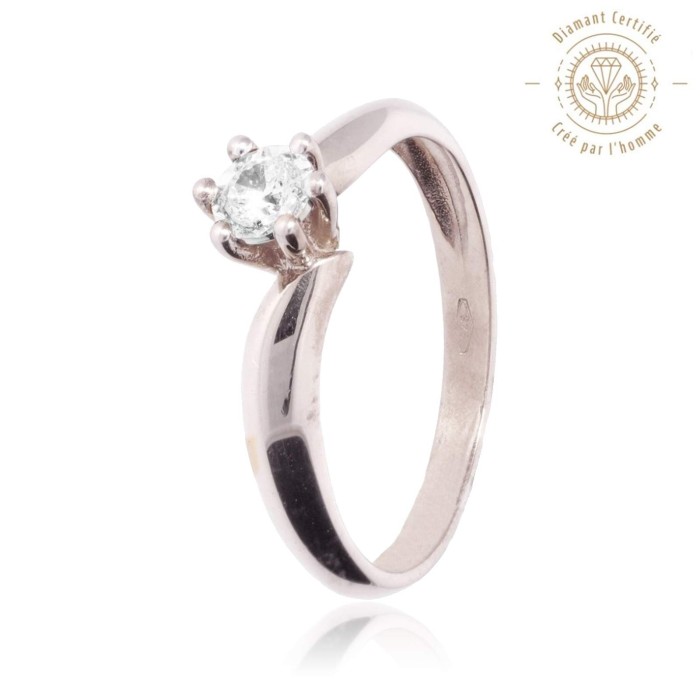 Bague Solitaire Or 750 Diamant Laboratoire 0.200ct