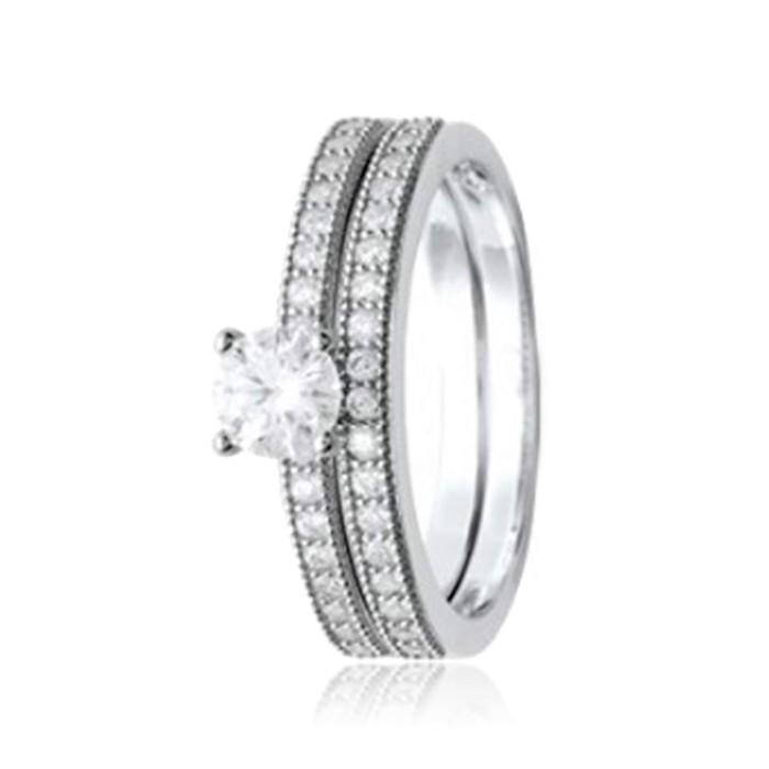 Bague Solitaire Argent Oxyde de Zirconium Agrémenté