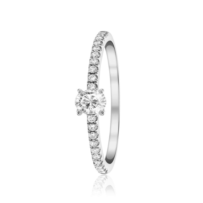 Bague Solitaire Argent Oxyde de Zirconium Agrémenté