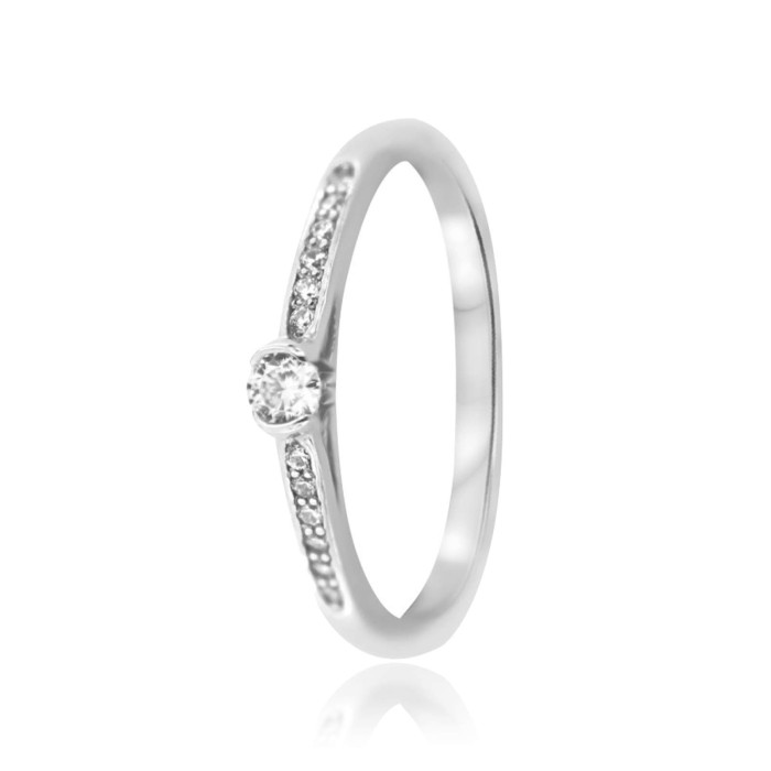 Bague Solitaire Or 750 Diamant 0.200ct Agrémenté