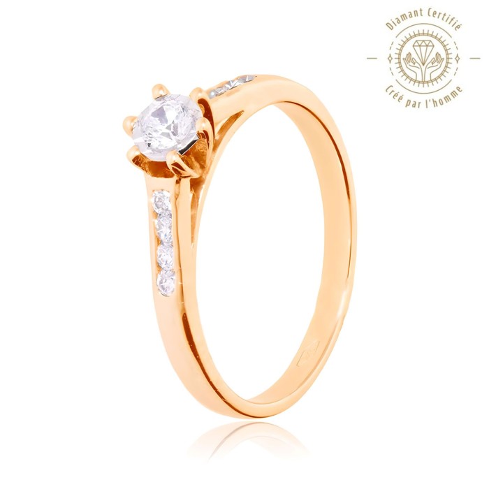 Bague Solitaire Or 750 Diamant Laboratoire 0.500ct