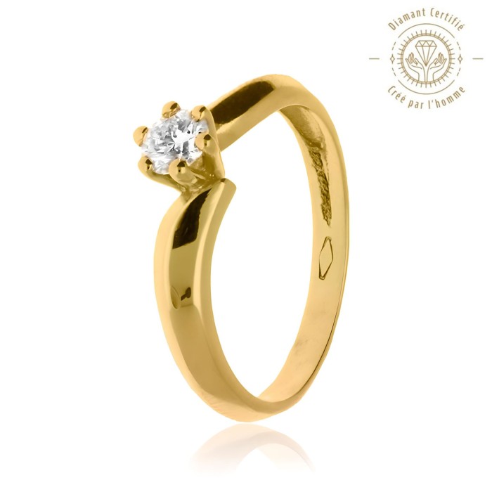 Bague Solitaire Or 375 Diamant Laboratoire 0.150ct