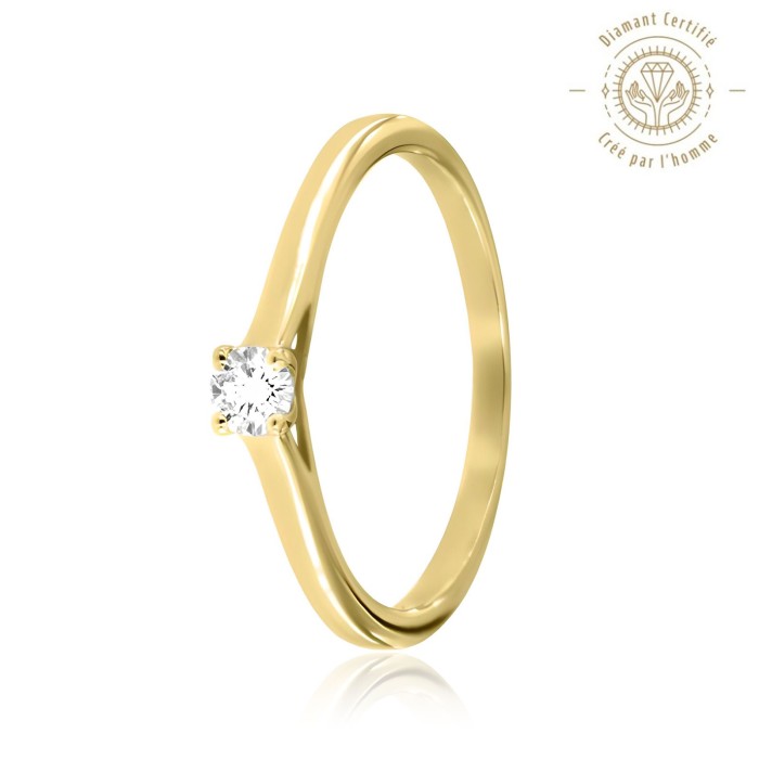 Bague Solitaire Or 375 Diamant Laboratoire 0.150ct