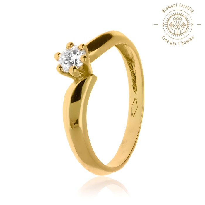 Bague Solitaire Or 750 Diamant Laboratoire 0.200ct