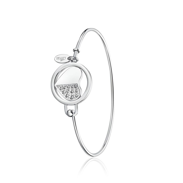 Bracelet Jonc LOTUS Coeur Acier Oxyde de zirconium