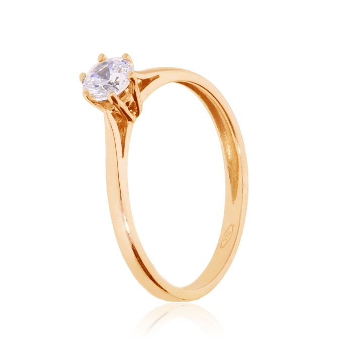 Bague Solitaire Or 375 Oxyde de Zirconium