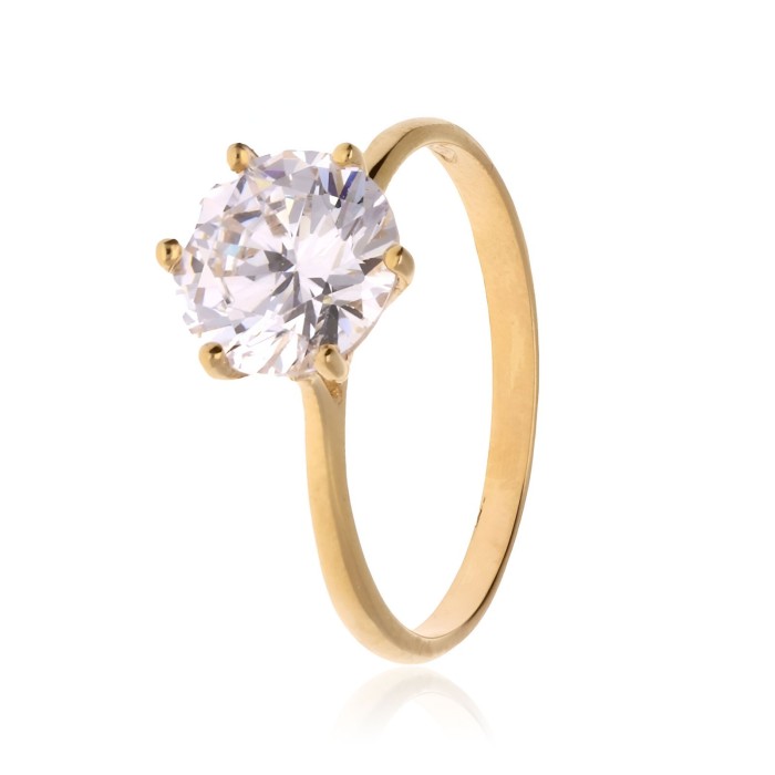 Bague Solitaire Or 375 Oxyde de Zirconium