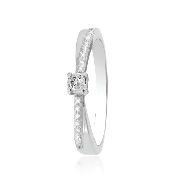 Bague Solitaire Or 375 Diamant 0.150ct Agrémenté