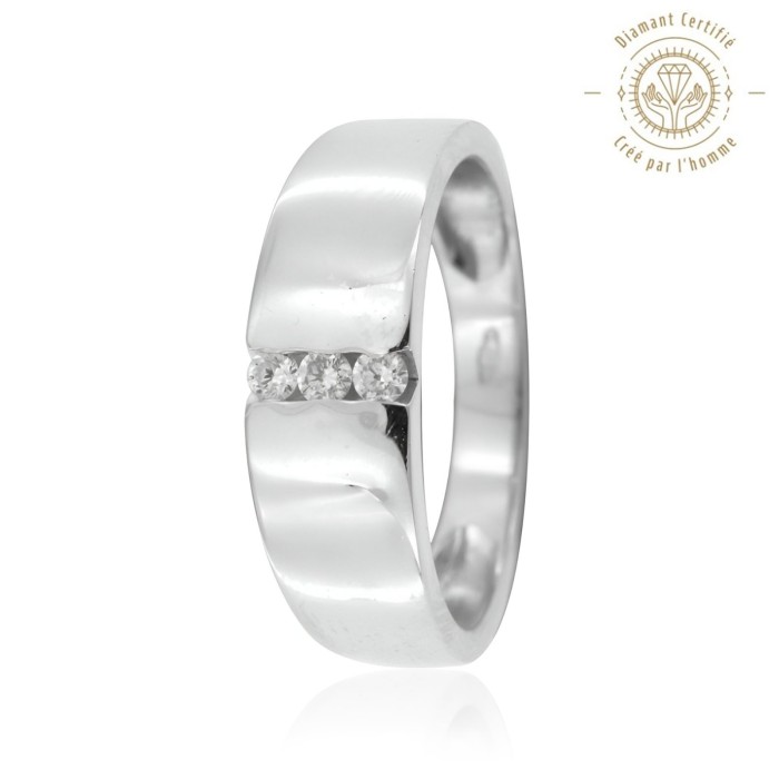 Bague Trilogie Or 750 Diamant Laboratoire 0.150ct